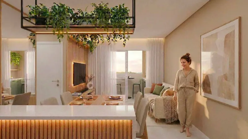 Sala de estar do apartamento decorado