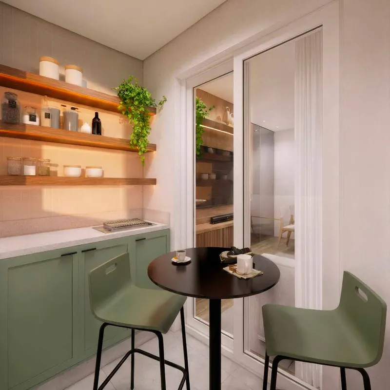 Varanda gourmet do apartamento decorado
