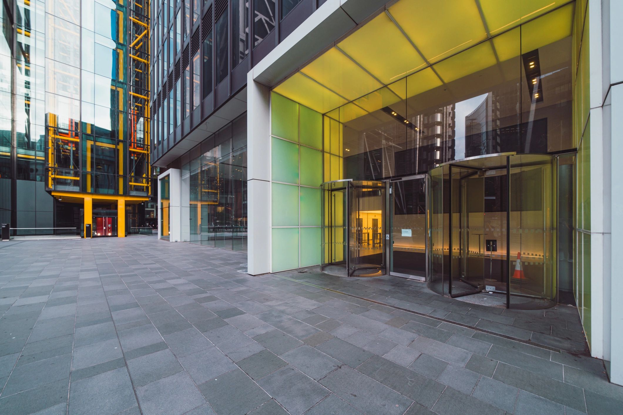Modern commercial building entrance
